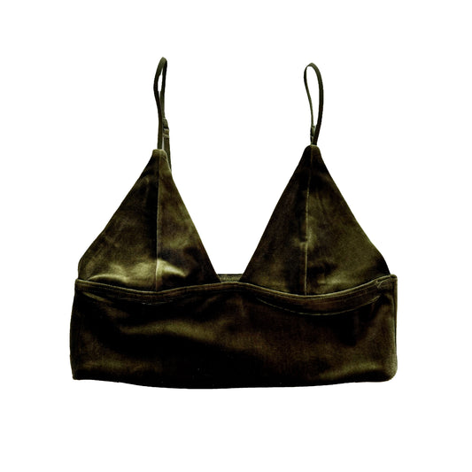 Olive Velvet Longline Bralette